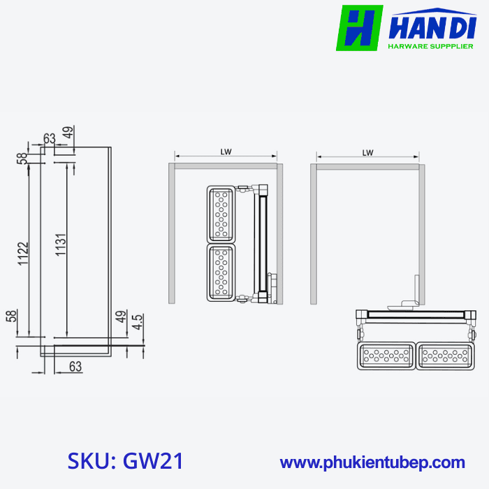 Giá gương treo âm tủ khung thép GARIS GW21
