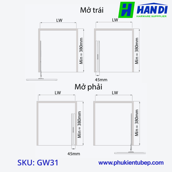 Gương treo âm tủ khung nhôm GARIS GW31