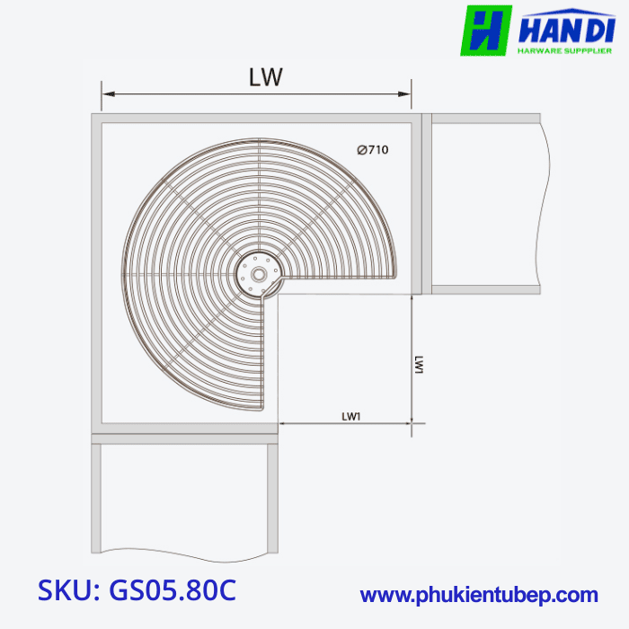 hệ mâm xoay góc tủ bếp GARIS GS05.80C
