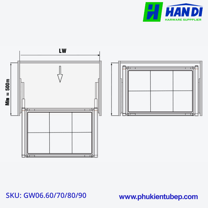 Ngăn kéo vách mây GARIS GW06.60/ 70/ 80/ 90