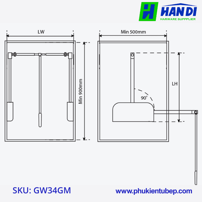 Suất nâng hạ treo quần áo GARIS GW34GM