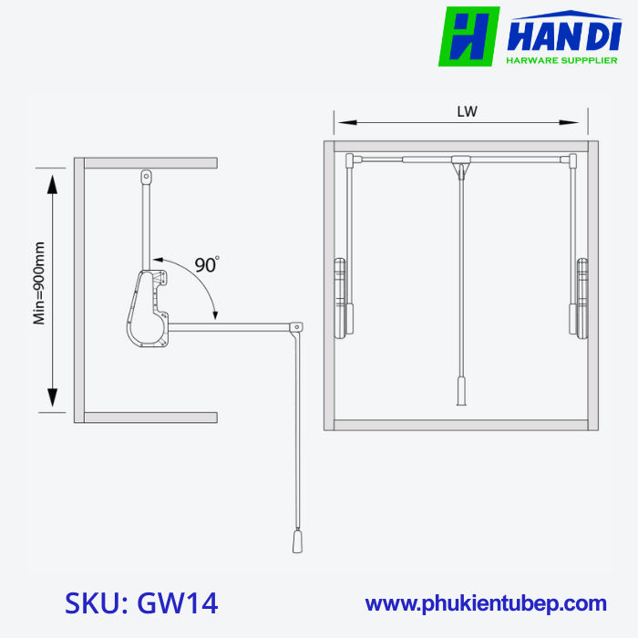 Suốt Nâng Hạ Treo Quần Áo Cơ GARIS GW14