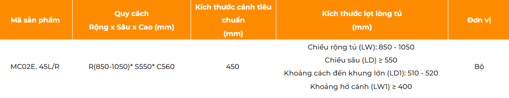 Hệ góc liên hoàn thông minh GARIS MC02E.45L/R