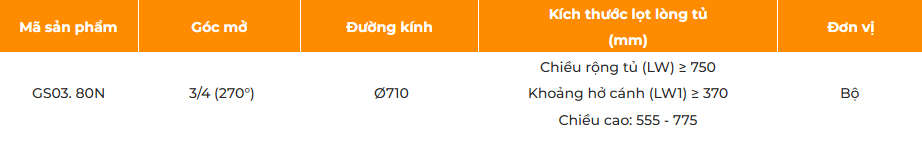 Hệ mâm xoay 3/4 phủ nano GARIS GS03.80N