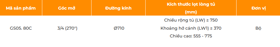 hệ mâm xoay góc tủ bếp GARIS GS05.80C