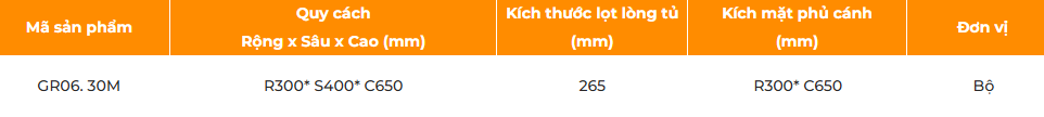 Thùng gạo mặt gương, 1 khoang GARIS MR06.30M