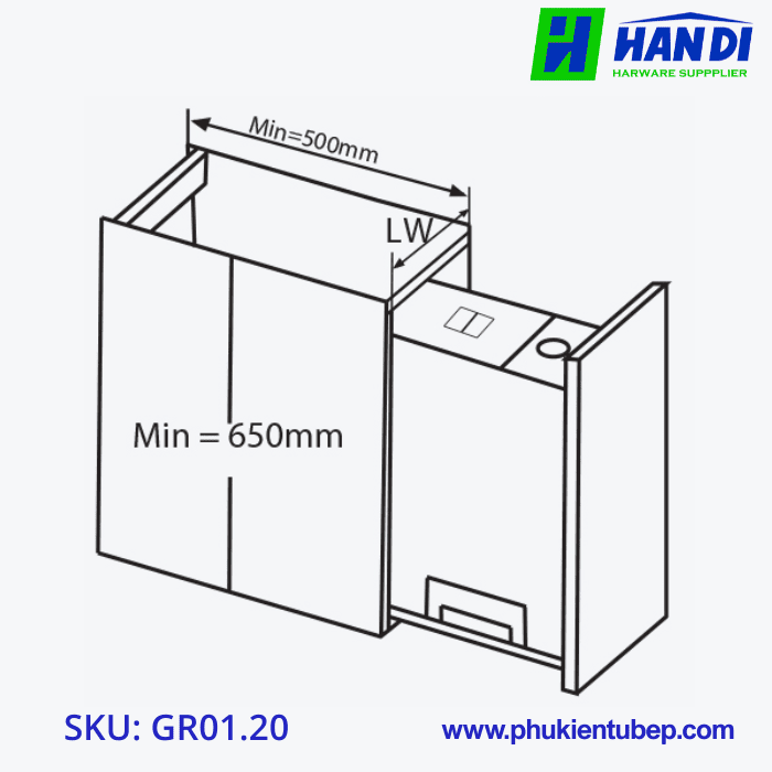 Thùng gạo 15kg cánh kéo GARIS GR01.20