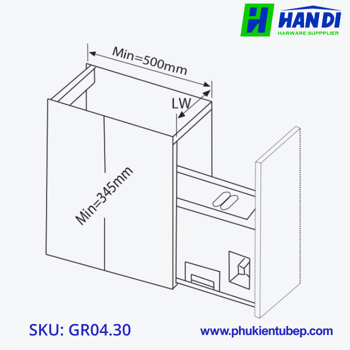 Thùng gạo 10kg cánh kéo GARIS GR04.30