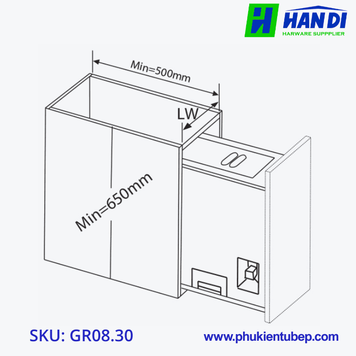 Thùng gạo 25kg cánh kéo GARIS GR08.30