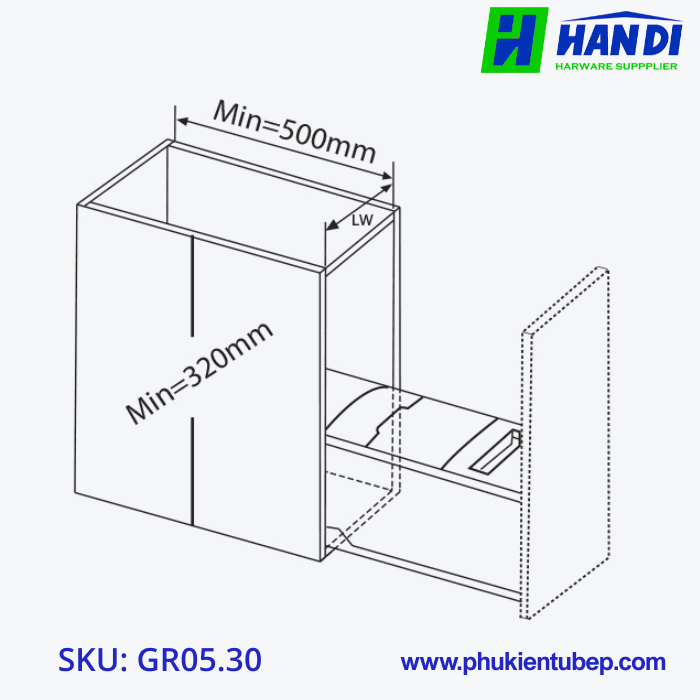 Thùng gạo 10kg, cánh kéo/mở GARIS GR05.30