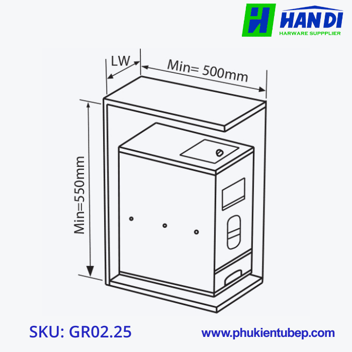 Thùng gạo 15kg cánh mở GARIS GR02.25