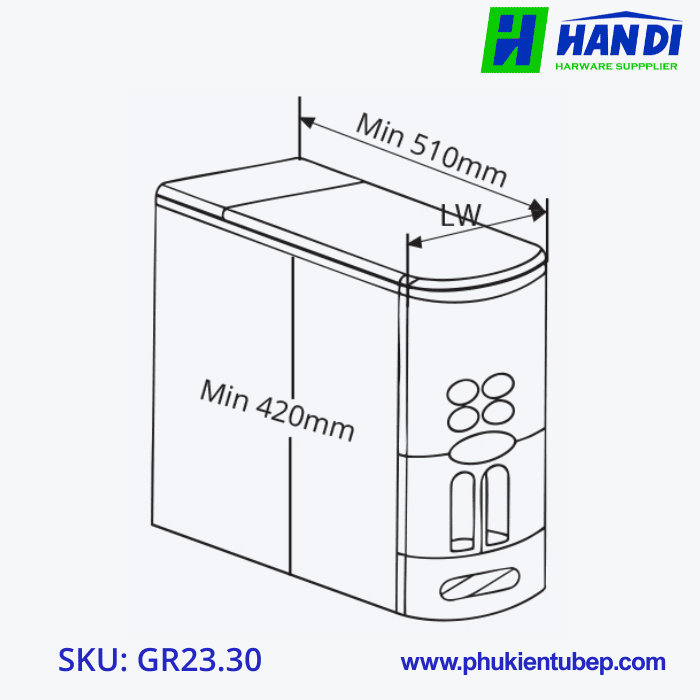 Thùng gạo 18kg cánh mở GARIS GR23.30