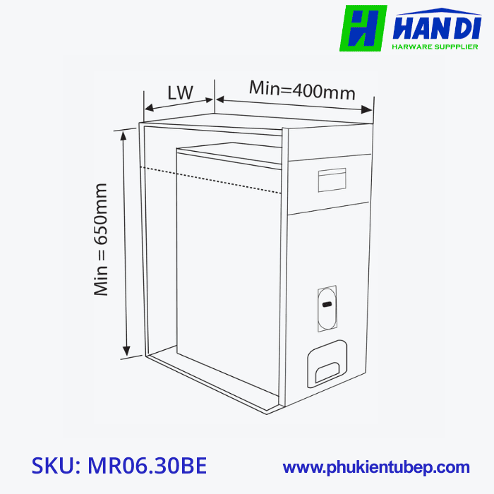 Thùng gạo điện tử mặt kính đen GARIS MR06.30BE