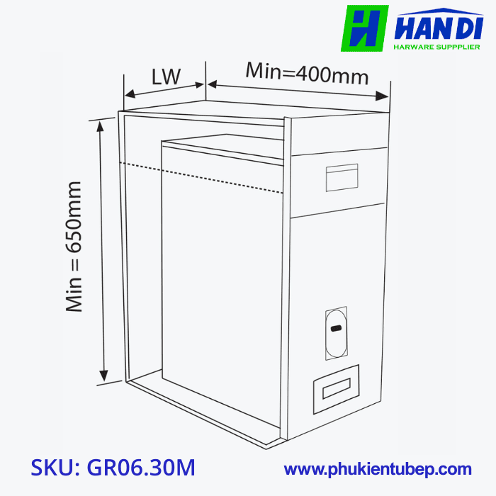 Thùng gạo mặt gương, 1 khoang GARIS GR06.30M