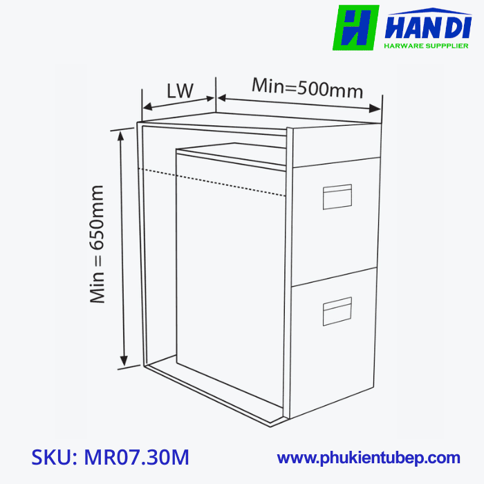 Thùng gạo mặt gương, 2 khoang GARIS MR07.30M