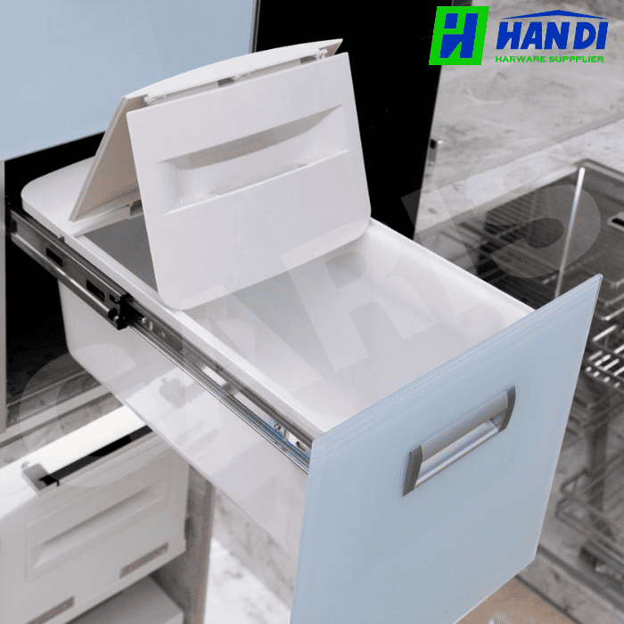 Thùng gạo mặt kính trắng xanh, 2 khoang GARIS MR07.30W