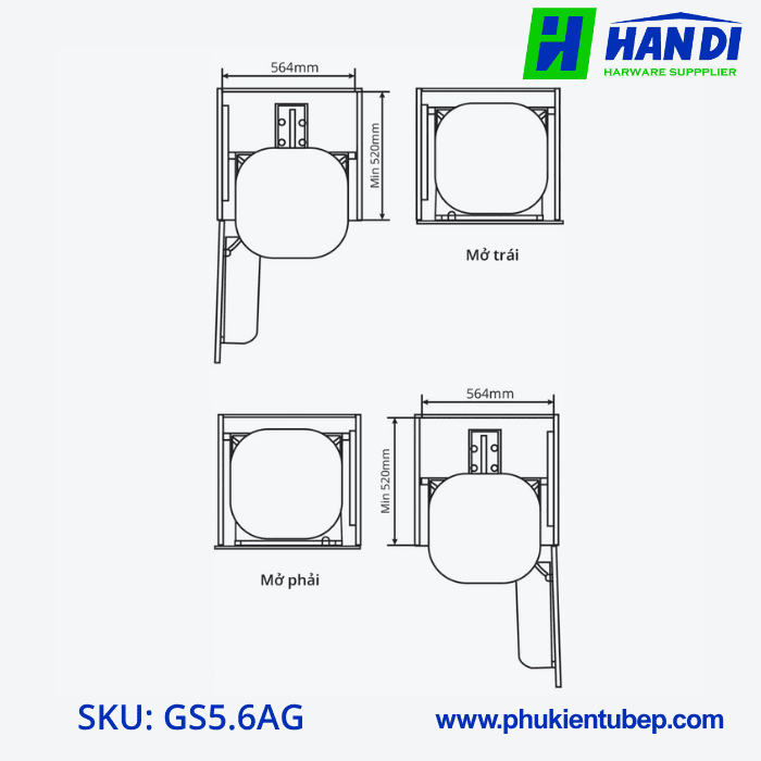 Tủ đồ khô 5 tầng, rổ nhôm GARIS GS5.6AG