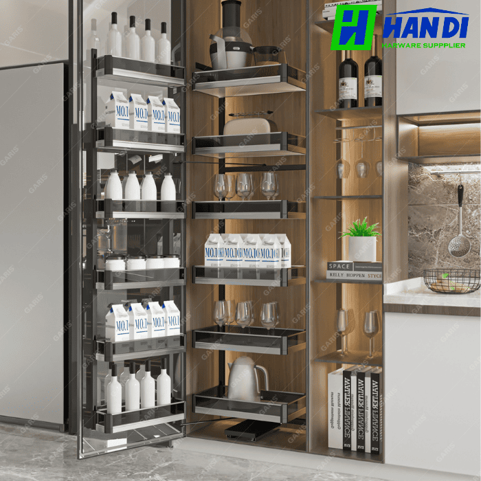 Tủ đồ khô 6 tầng, rổ nhôm vách kính GARIS GS6.45A, GS6.60A