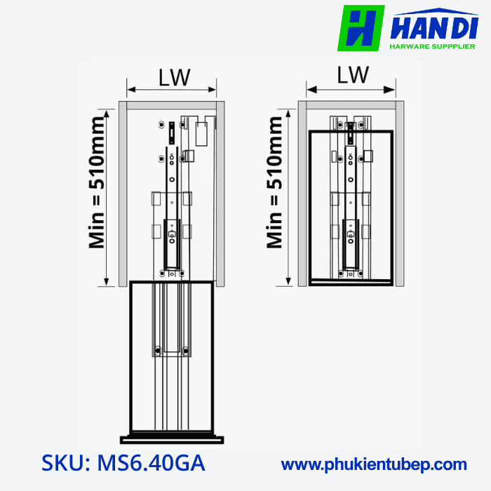 Tủ đồ khô 6 tầng, rổ nhôm GARIS MS6.40GA