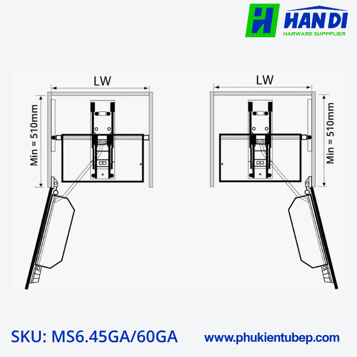 Tủ đồ khô 6 tầng, rổ nhôm GARIS MS6.45GA, MS6.60GA