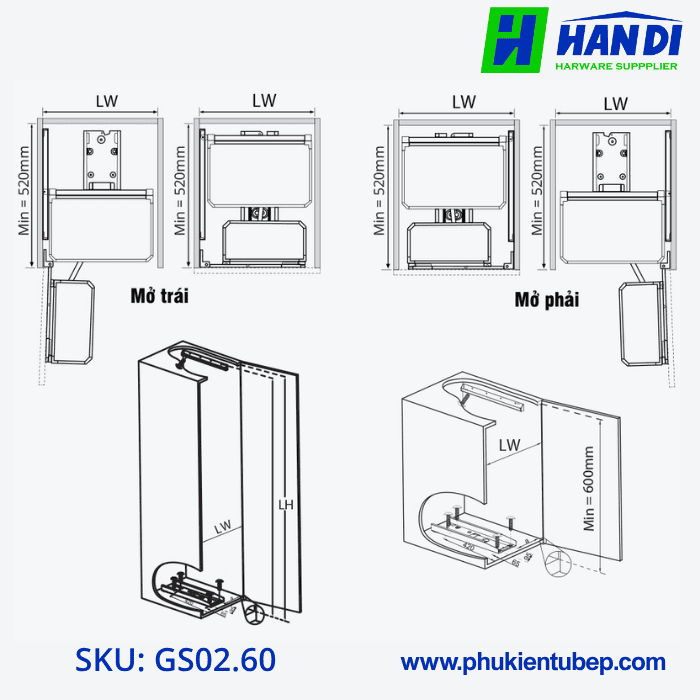 Tủ đồ khô 2 tầng, rổ inox hộp GARIS GS02.60