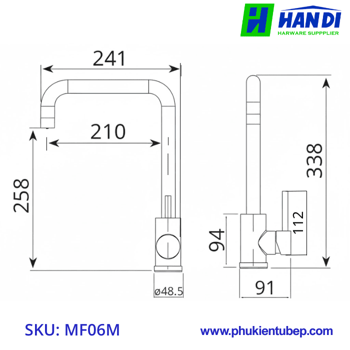 Vòi rửa cao cấp đánh bóng GARIS MF06M