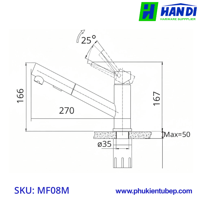 Vòi rửa cao cấp cổ thấp GARIS MF08M