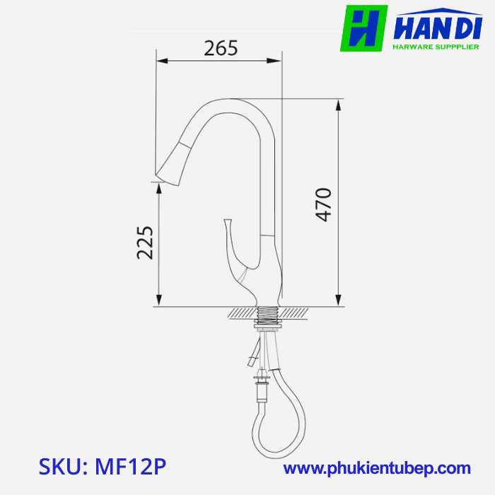 Vòi rửa cao cấp phủ PVD bóng mờ GARIS MF12P