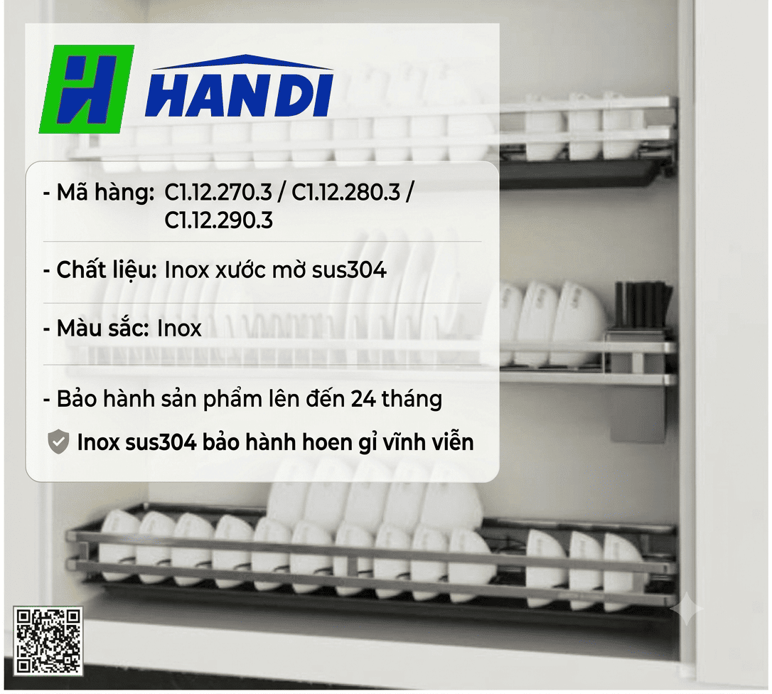 Giá bát cố định Grob khung nhôm Inox mờ SUS304 C1.12.3