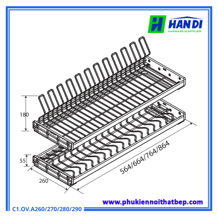 Giá bát cố định nan oval Grob C1.OV.A260, 270, 280, 290