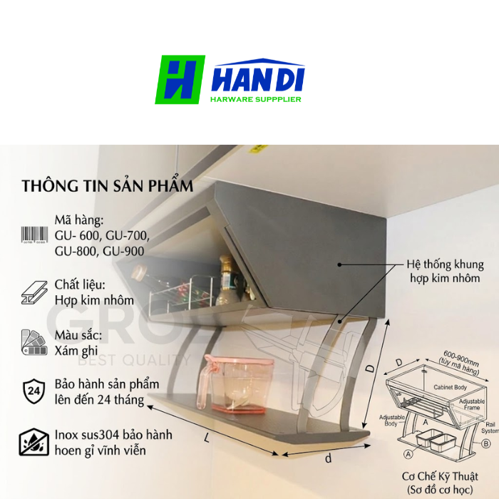 Giá bát gia vị lắp gầm tủ C1A