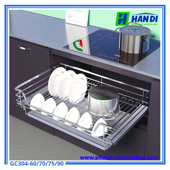 Kệ đựng bát đĩa nan dẹt inox SUS304 GC304-60, 70, 75, 90