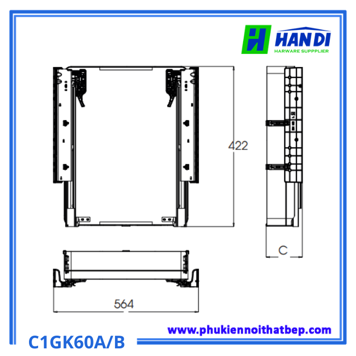 Kệ đựng đồ khô độc lập từng tầng Grob C1GK60A, C1GK60B