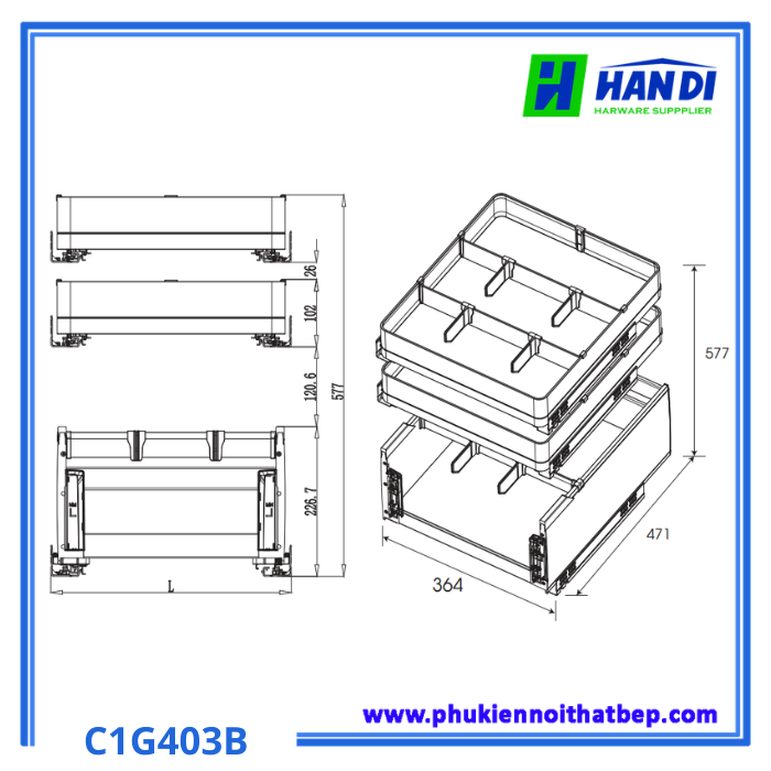 Kệ đựng gia vị, chai lọ 3 tầng Grob C1G403B