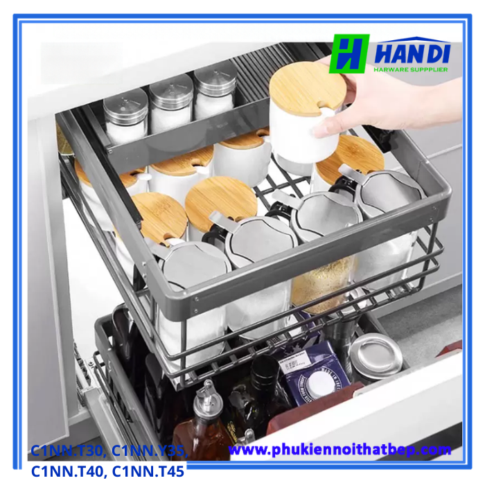 Kệ đựng gia vị chai lọ hợp kim nhôm nan oval GROB C1NN