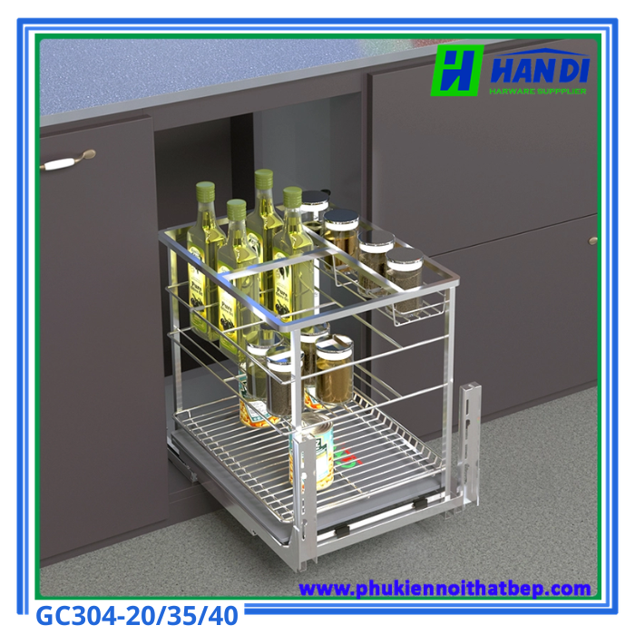 Kệ đựng gia vị nan dẹt inox SUS304 Grob GC304-20, 35, 40
