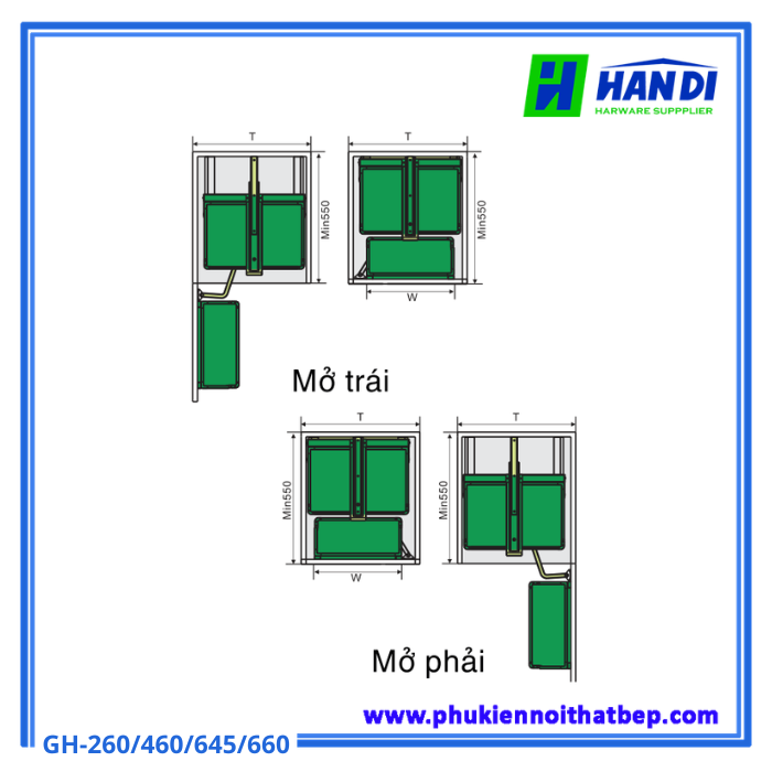 Kệ đựng tủ đồ khô inox 201 Grob GH-260, 460, 645, 660