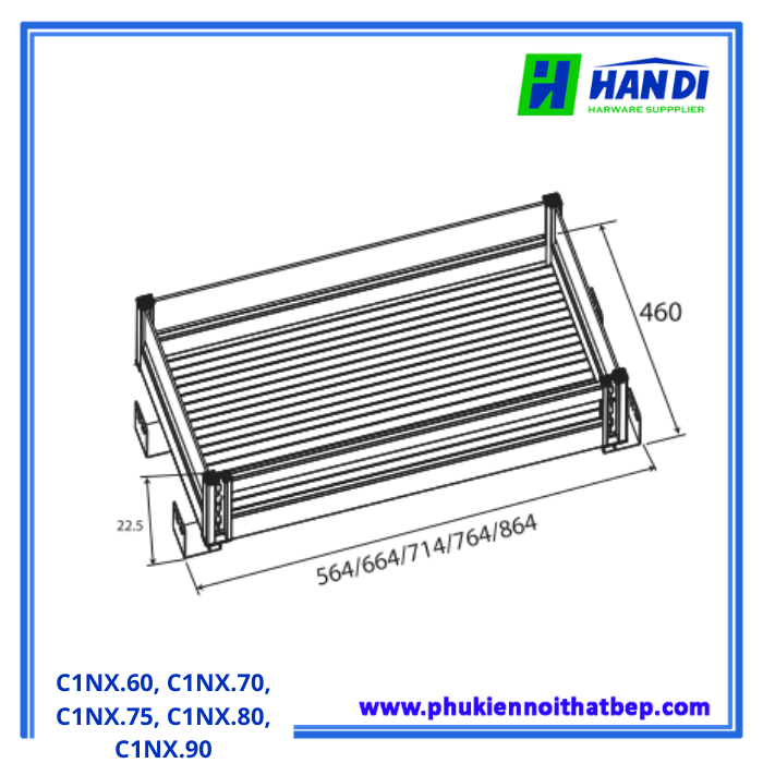 Kệ đựng xoong nồi hợp kim nhôm phủ nano C1NX