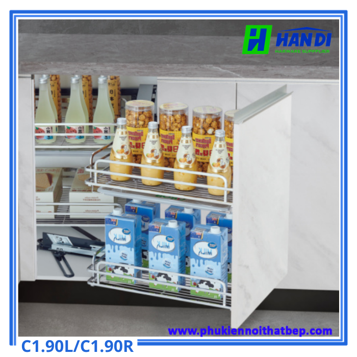 kệ góc liên hoàn nan tròn inox SUS304 Grob C1.90L, C1.90R
