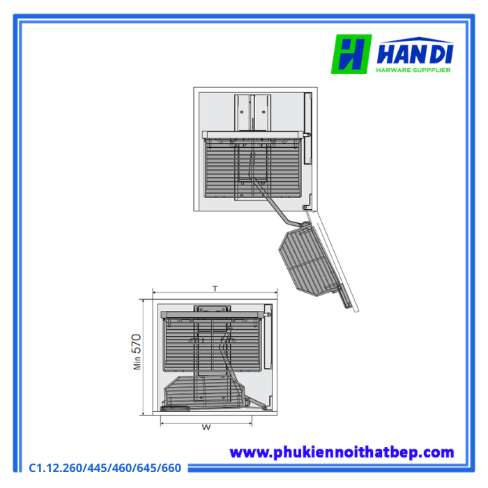 Kệ tủ đồ khô nan dẹt inox SUS304 Grob C1.12.260, 445, 460, 645, 660