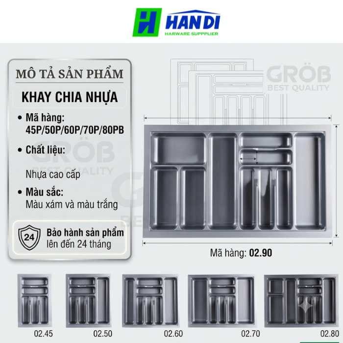Khay chia nhựa abs màu xám 45P/50P/60P/70P/80P/90P