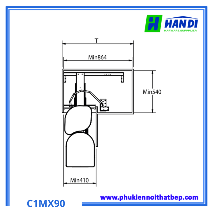 Mâm xoay góc 1 tầng Grob C1MX90
