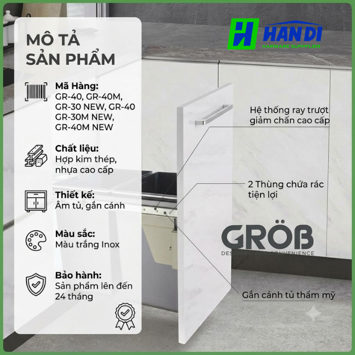 Thùng đựng rác 2 ngăn gắn cánh C1R.30G/C1R.40G