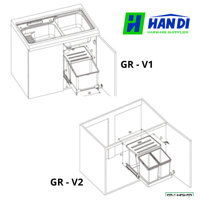 Thùng đựng rác gắn cánh GR - V1, GR - V2