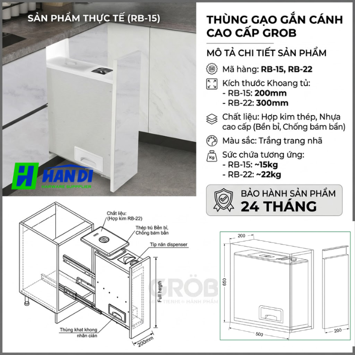 Thùng Gạo Gắn Cánh RB-15, RB-22