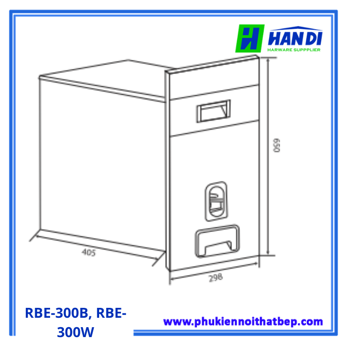 Thùng gạo mặt gương 2 ngăn RB2-300B, RB2-300W