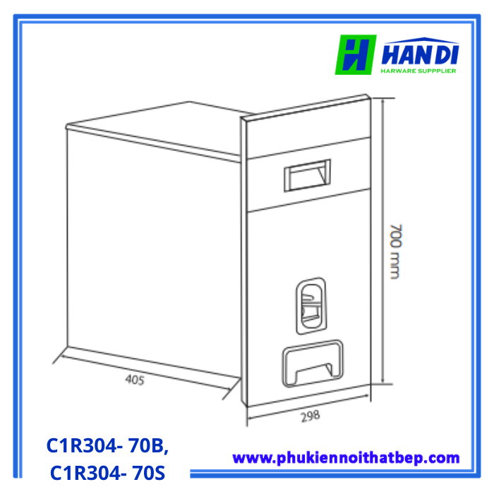 thùng gạo mặt gương thùng inox cao cấp C1R304-70B/S