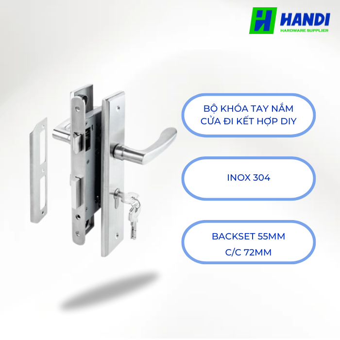 Bộ Khóa Tay Nắm Cửa Đi Kết Hợp DIY HAFELE 499.62.503