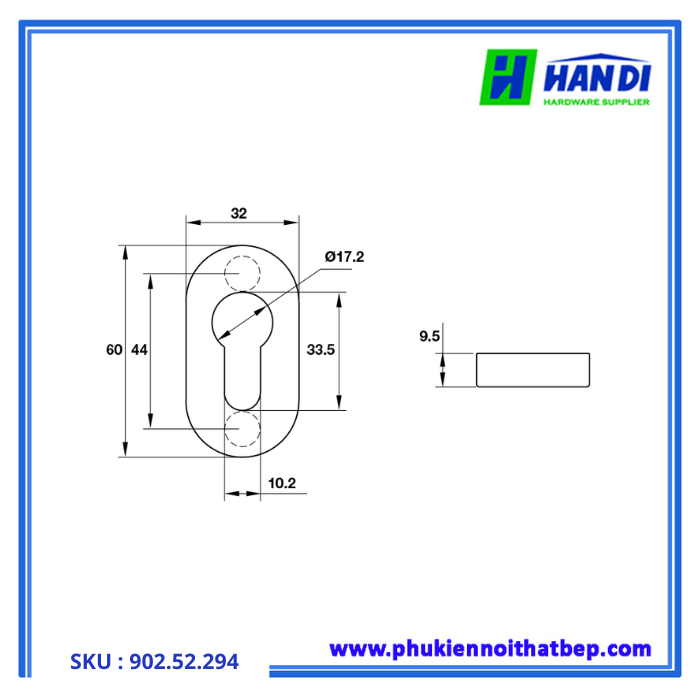 Thiết kế phụ kiện nắp che ruột khóa hafele 902.52.294