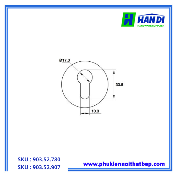 Thiết kế phụ kiện nắp che ruột khóa HAFELE 903.52.780